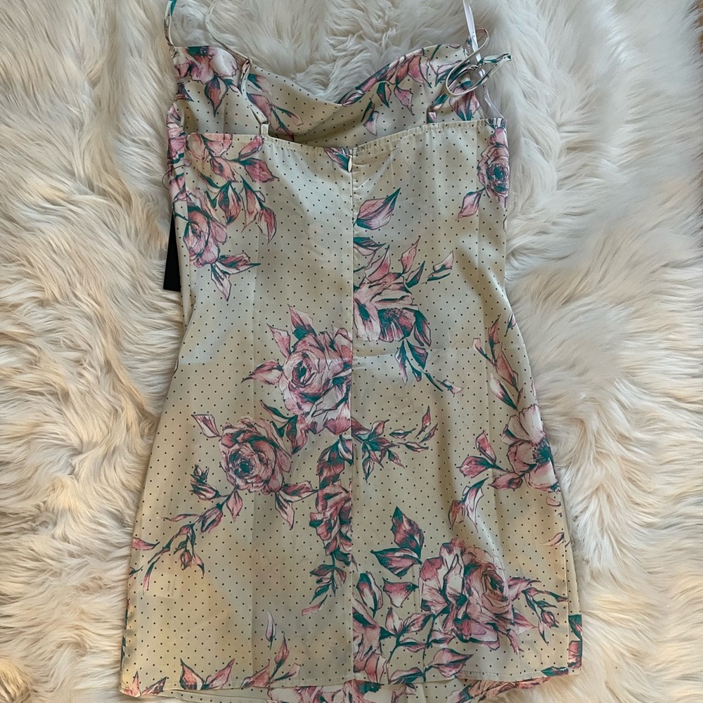 LULU’S HOW TO BE A HEARTBREAKER CREAM MULTI PRINT SATIN SLIP MINI DRESS - Picture 4 of 7